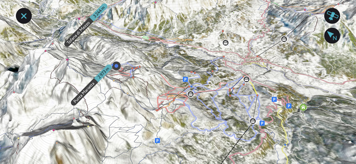 Cortina d'Ampezzo Ski 3D Map
