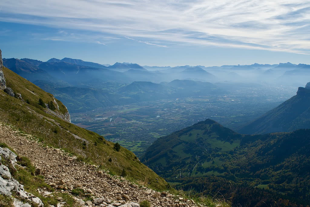 The view towards Grenoble from the western slopes of the Dent de Crolles