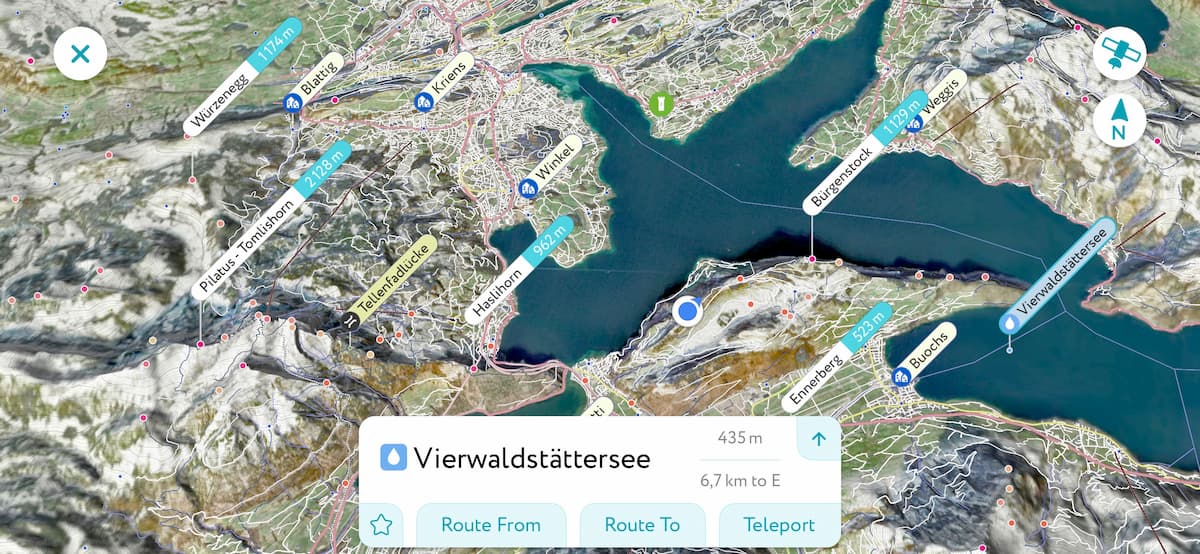 Mappa 3D del Lago di Lucerna