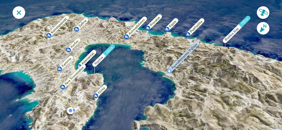 ミロス島の3Dマップ