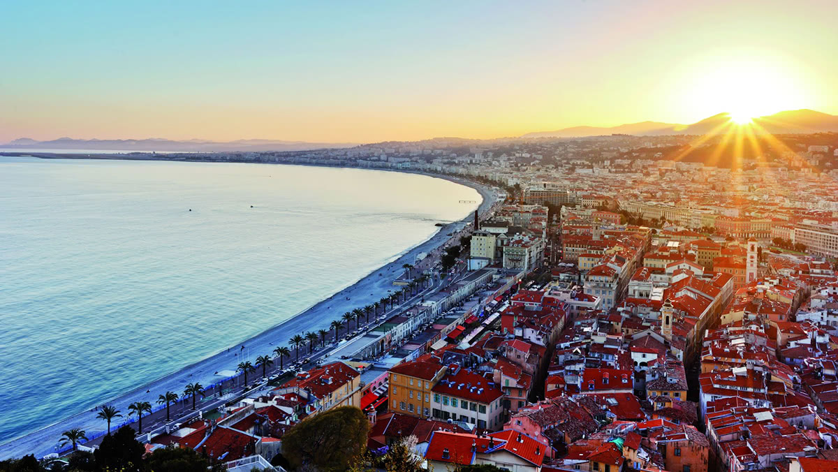 View of Nice and the Mediterranean coastline