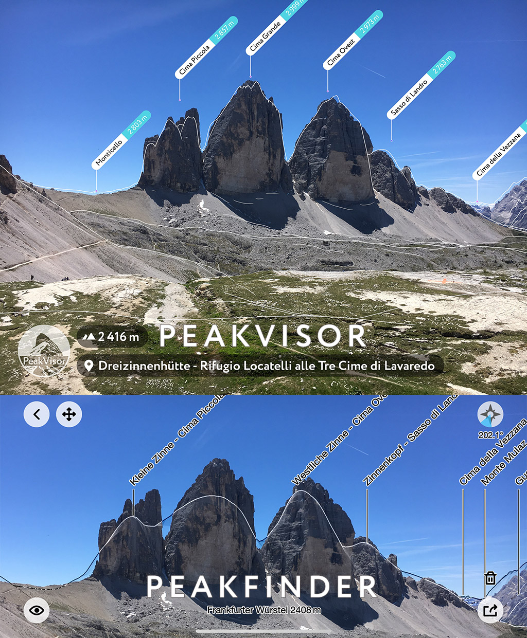 PeakFinder vs PeakVisor