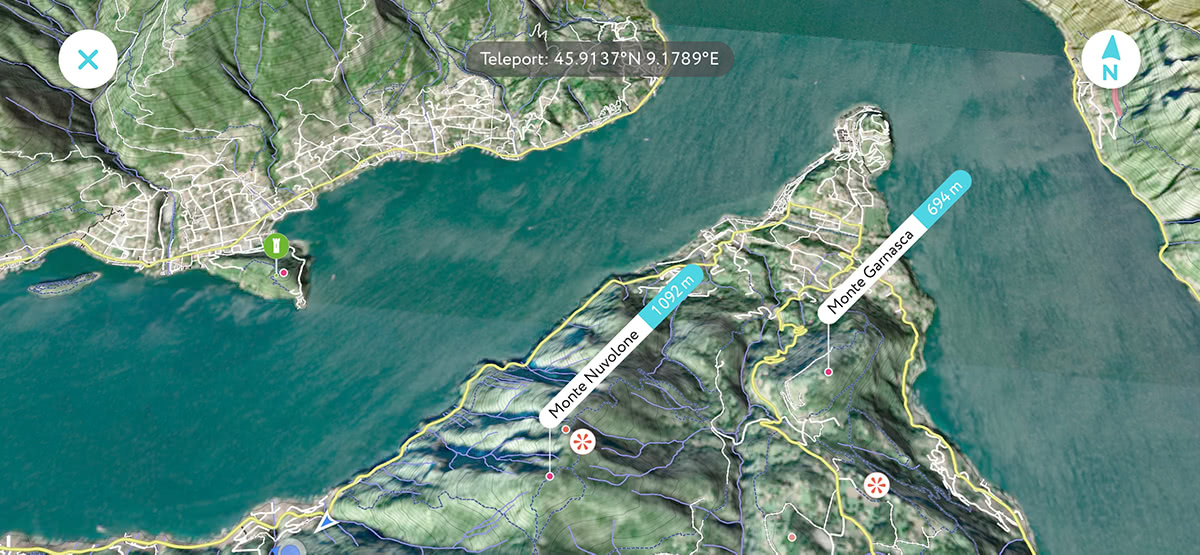 Lake Como in 3D map