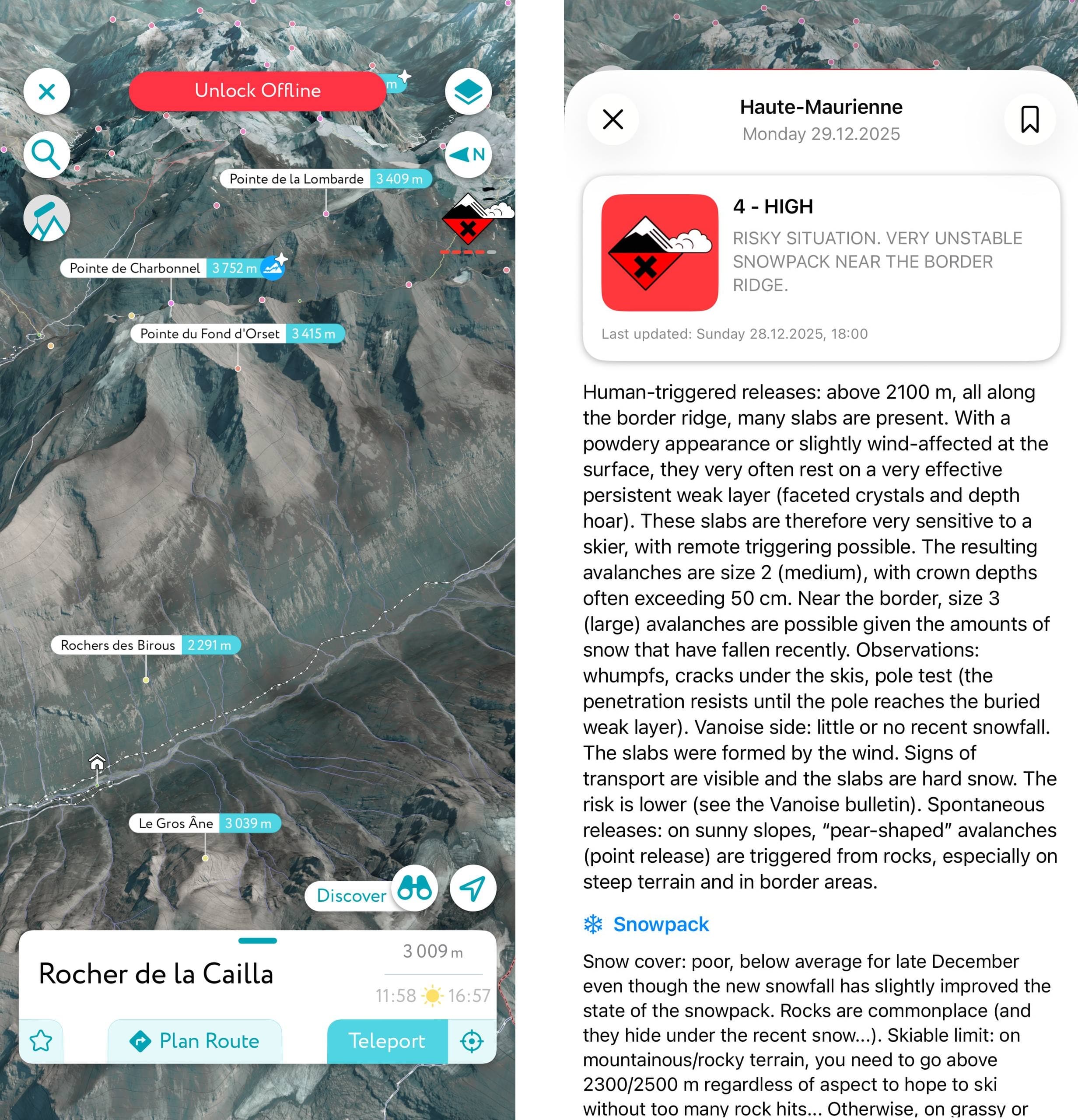 Avalanche bulletin widget on mobile screenshot 2