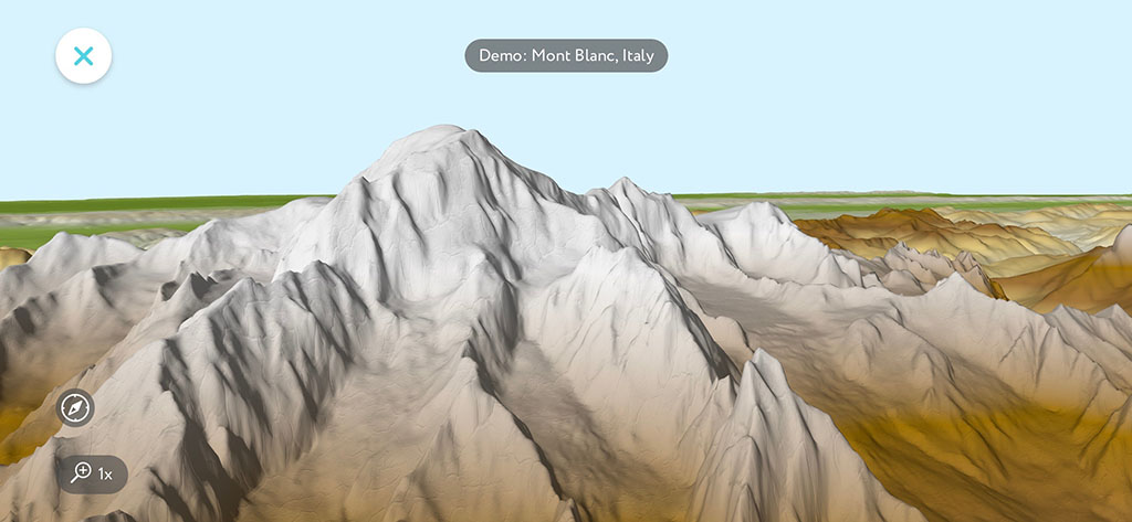 PeakVisor 3D map at Mont Blanc