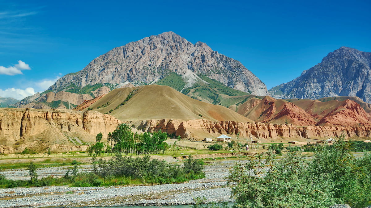 River valleys Gulcha in Kyrgyzstan
