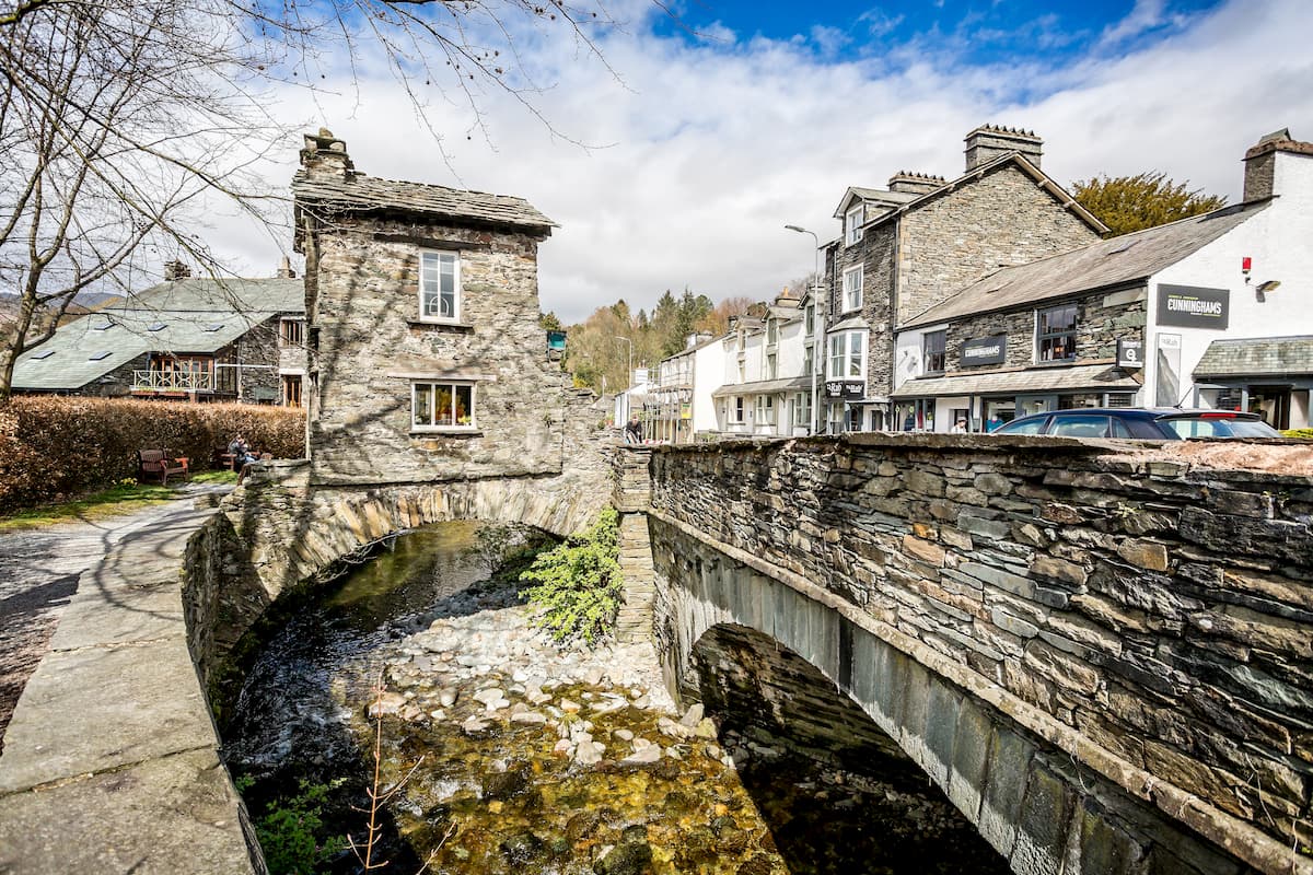 House on bridge in Ambleside, Cumbria, England