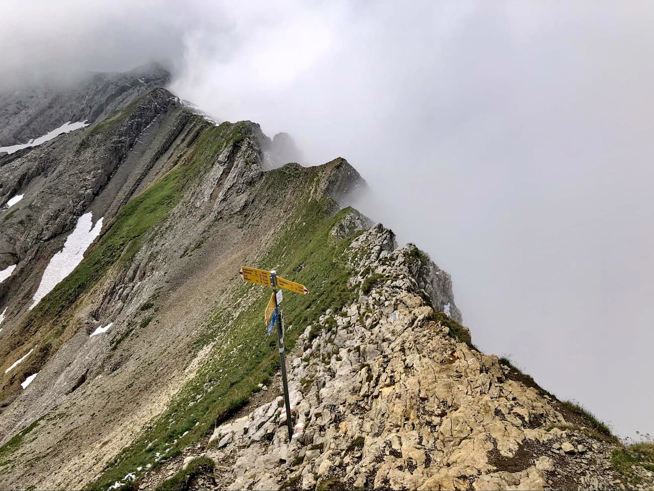 An alpine trail indicator, Switzerland