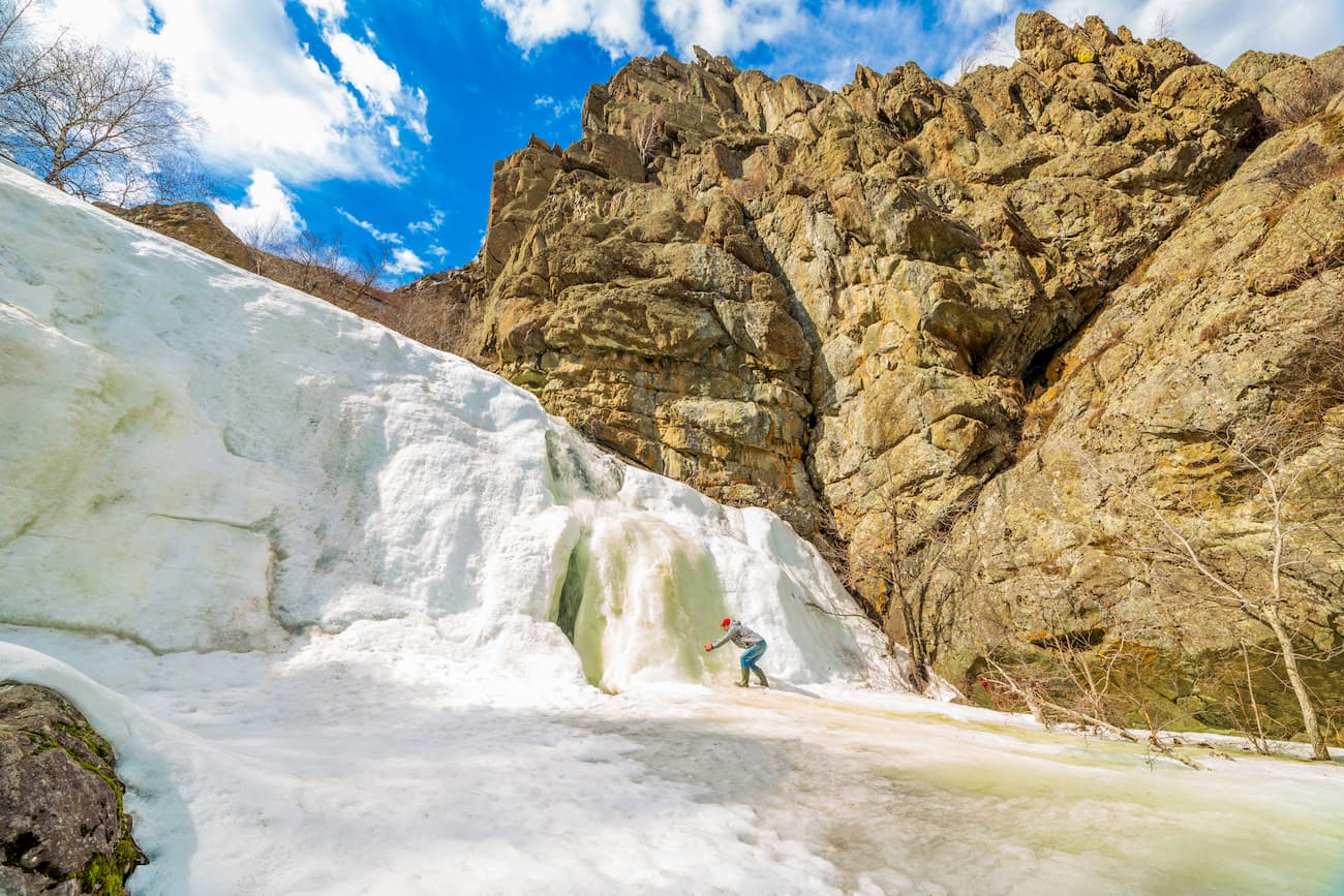 The Gadelsh Falls in winter. Bashkiria