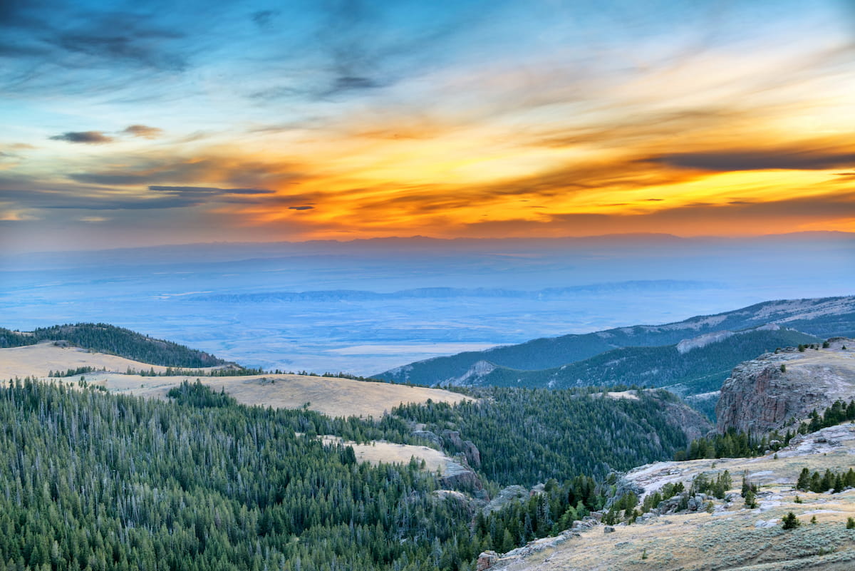 Sunset viewed from the Bighorn National Forest
