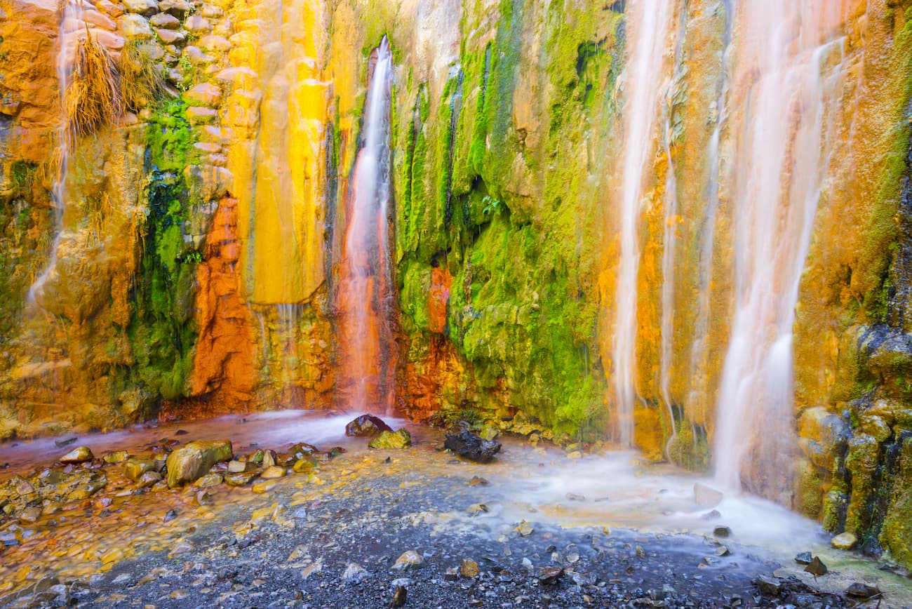 Colored Waterfall of Las Angustias. Caldera de Taburiente National Park