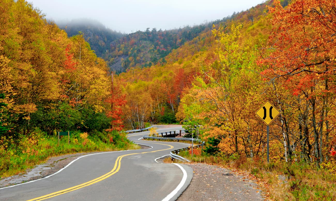 Switchback at the base of Cape Smokey, Cabot Trail, Cape Breton, Nova Scotia.