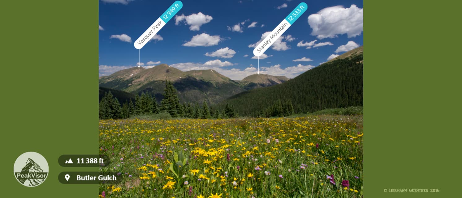 PeakVisor Vasquez Peak and Stanley Mountain