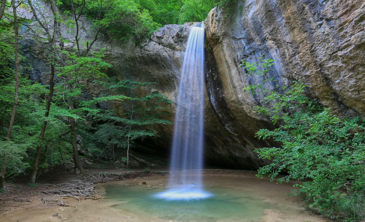 Crimea. Waterfall called Kozyrek.