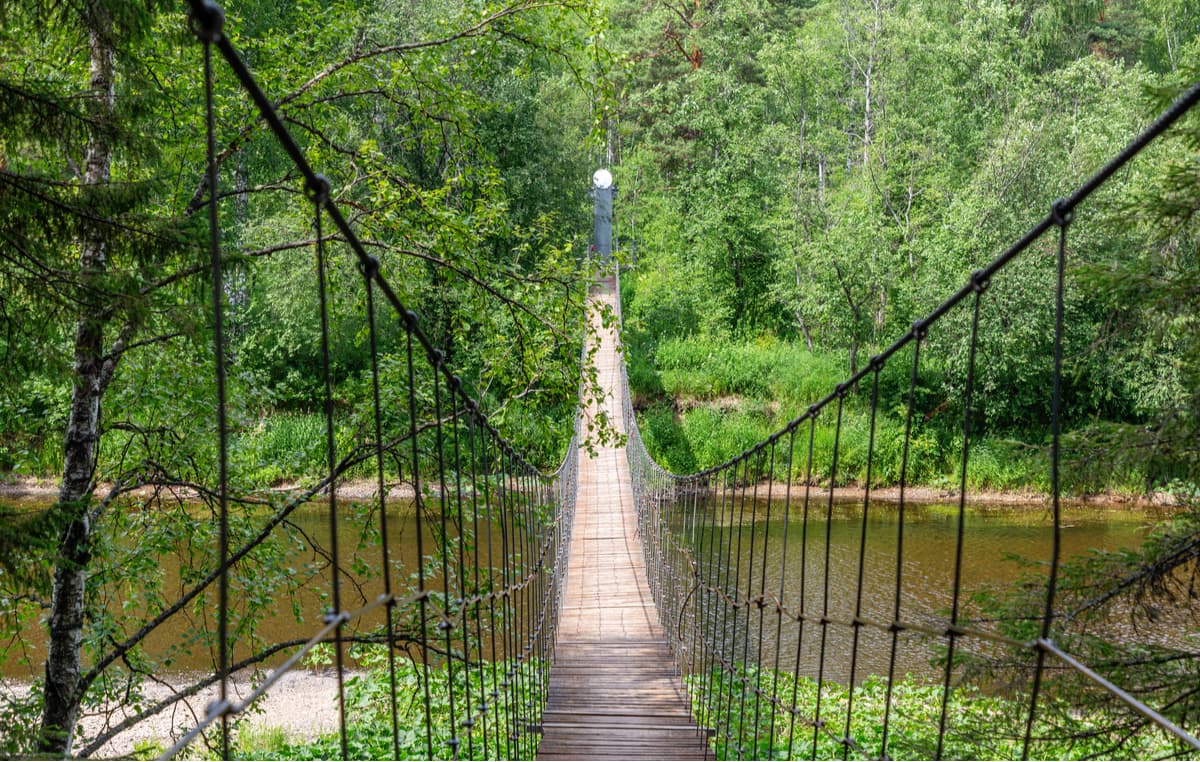 Suspended bridge. Deer Brooks Nature Park