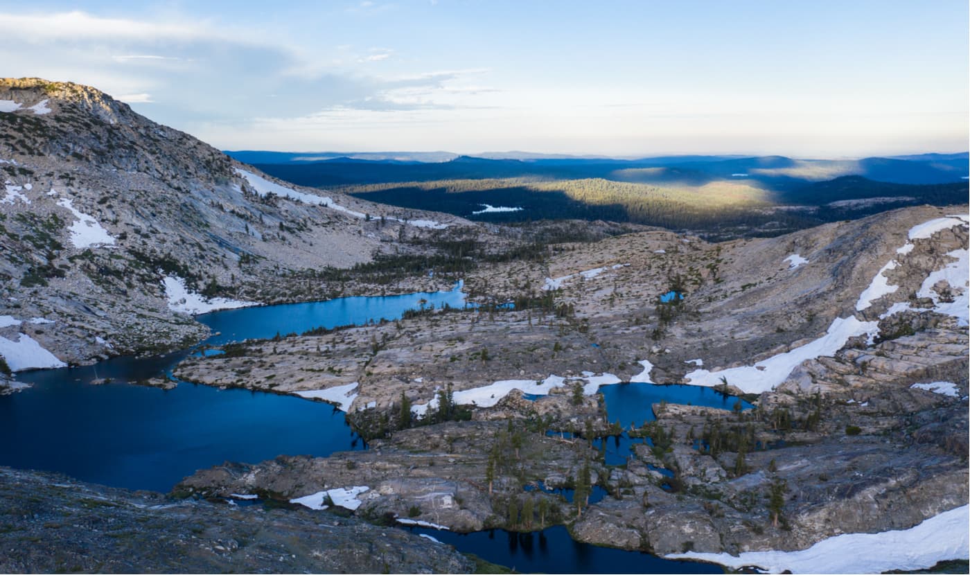 Rugged granite mountains surround beautiful lakes in the Desolation Wilderness