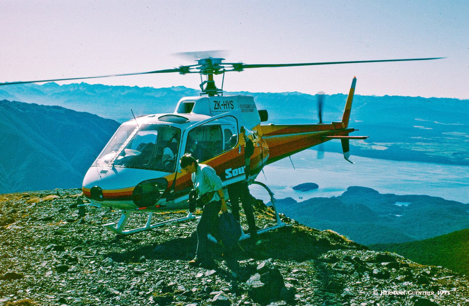 Landing on Mount Luxmore Summit