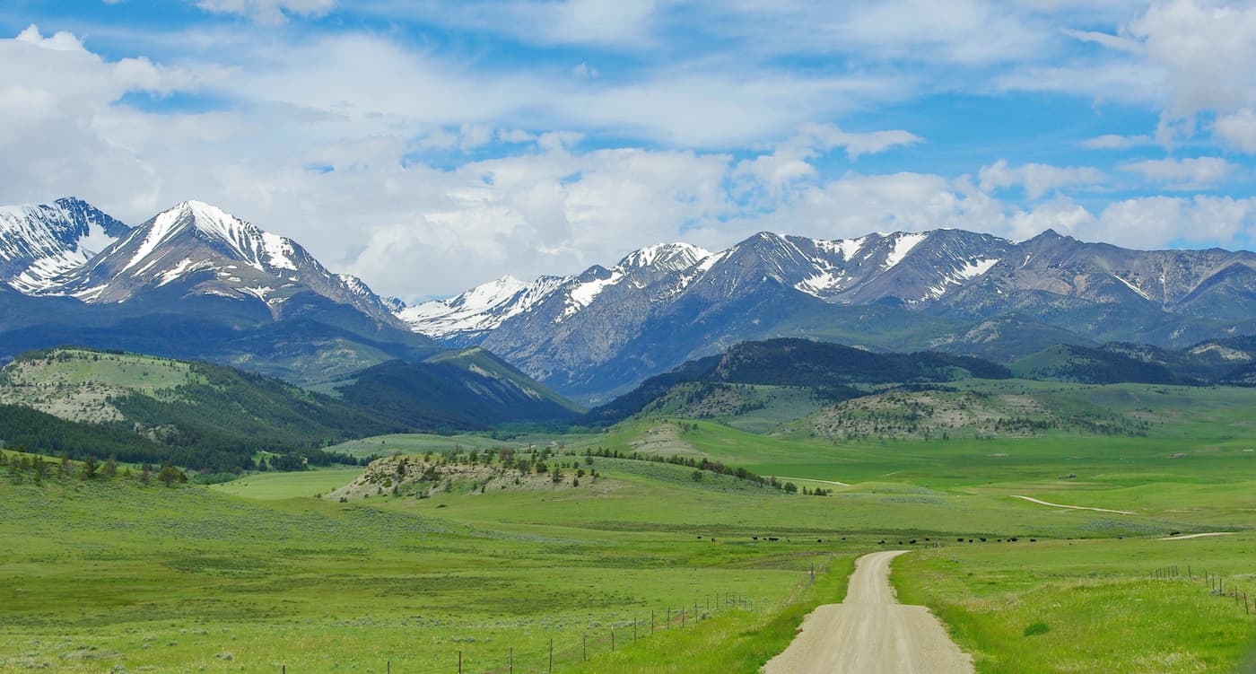 Dirt road to Bridger Range, Gallatin National Forest, Montana