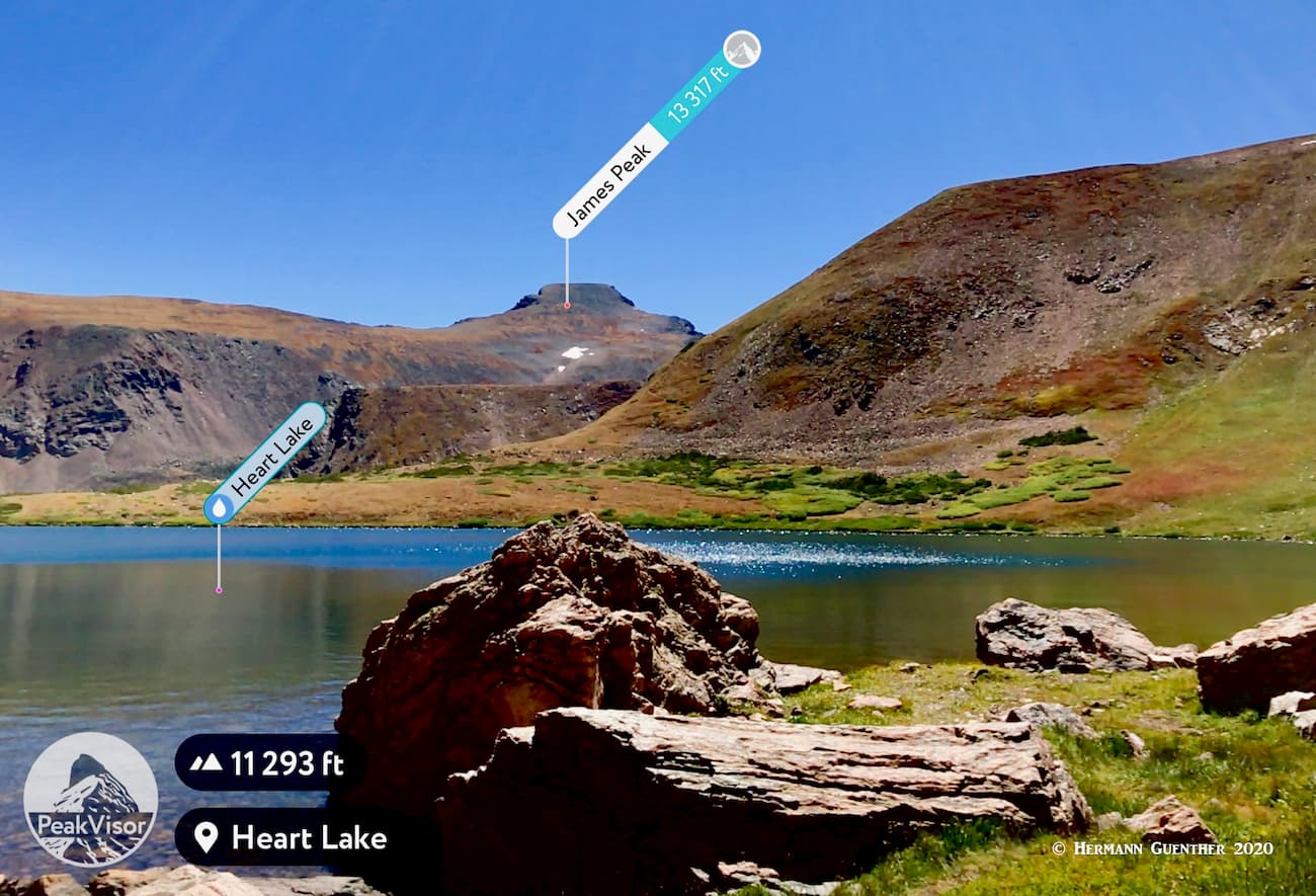 PeakVisor James Peak. Continental Divide