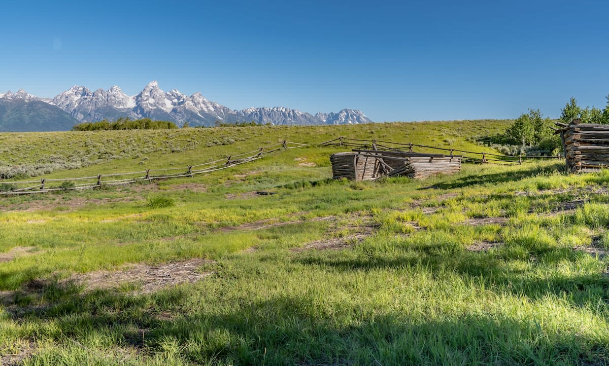 Famous Shane cabin from the 1953 movie now in ruins along Gros Ventre Road