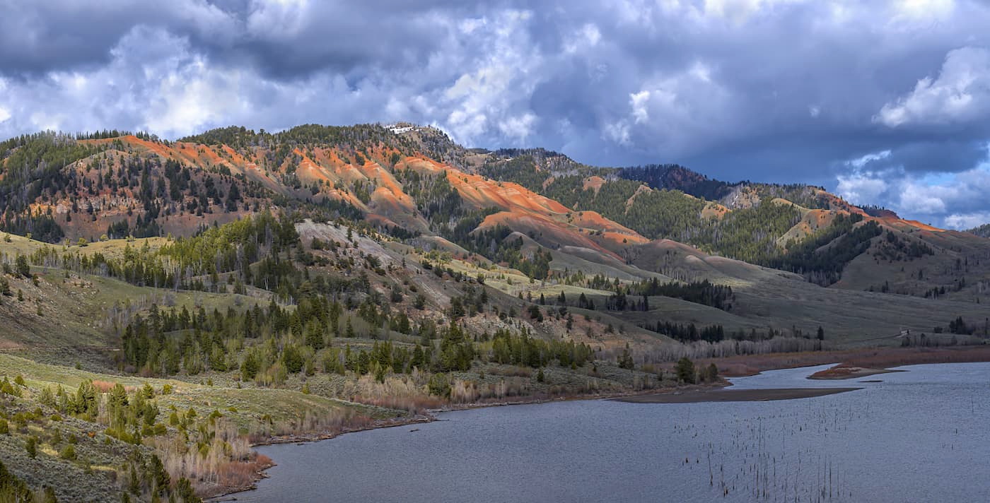 A panorama of the red hills in the Gros Ventre