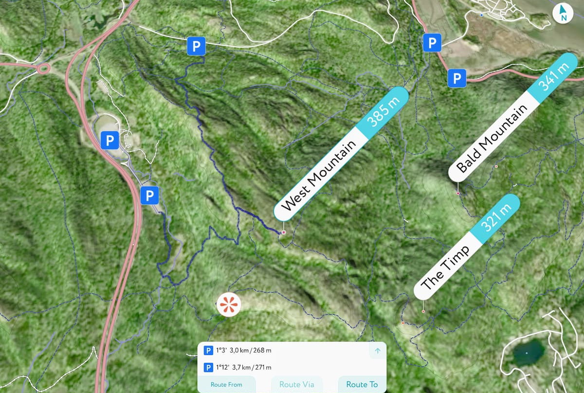 PeakVisor  trailhead options. Harriman State Park