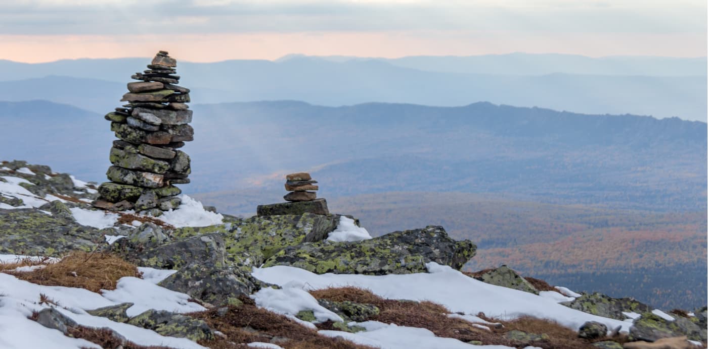Stone pyramids on Iremel slopes