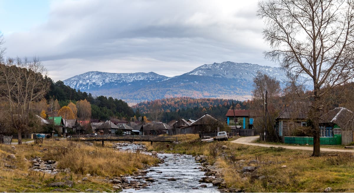 Beautiful landscape of Tuluk village near the mountin Iremel
