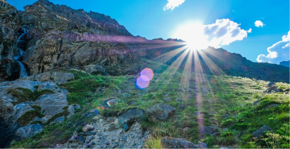 Bezengi Glacier waterfalls. Kabardino-Balkarian Highland State Reserve