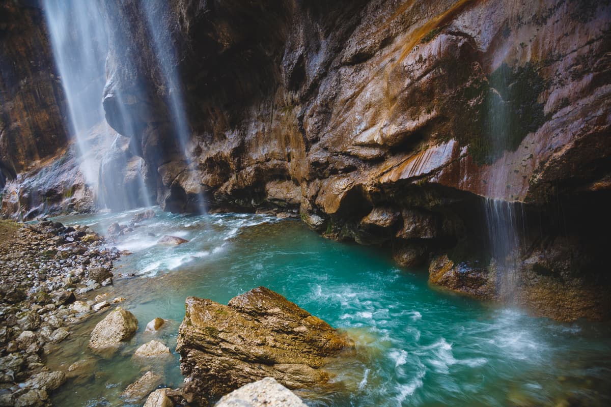 Waterfall in the Chegem gorge. Kabardino-Balkarian Highland State Reserve