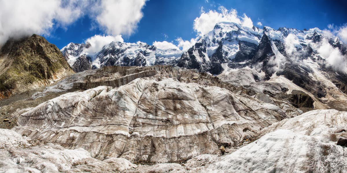 Mizhirgi glacier. Kabardino-Balkarian Highland State Reserve