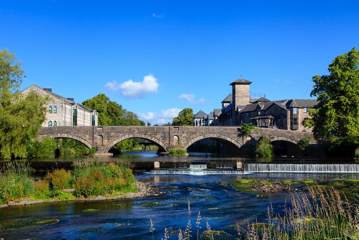 River Kent. The River Kent flows through the town of Kendal in Cumbria, northern England.