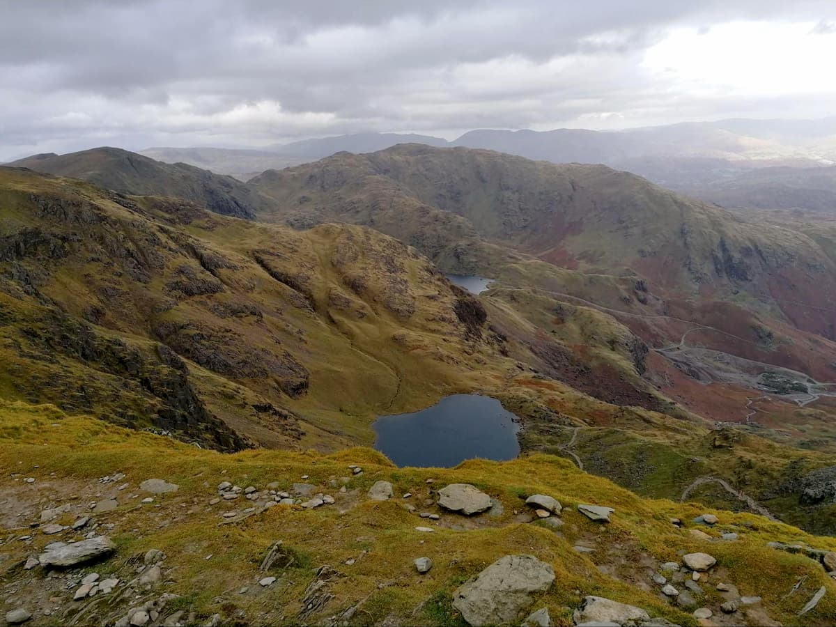 View of Goats Water from atop the Old Man of Coniston, English Lake District