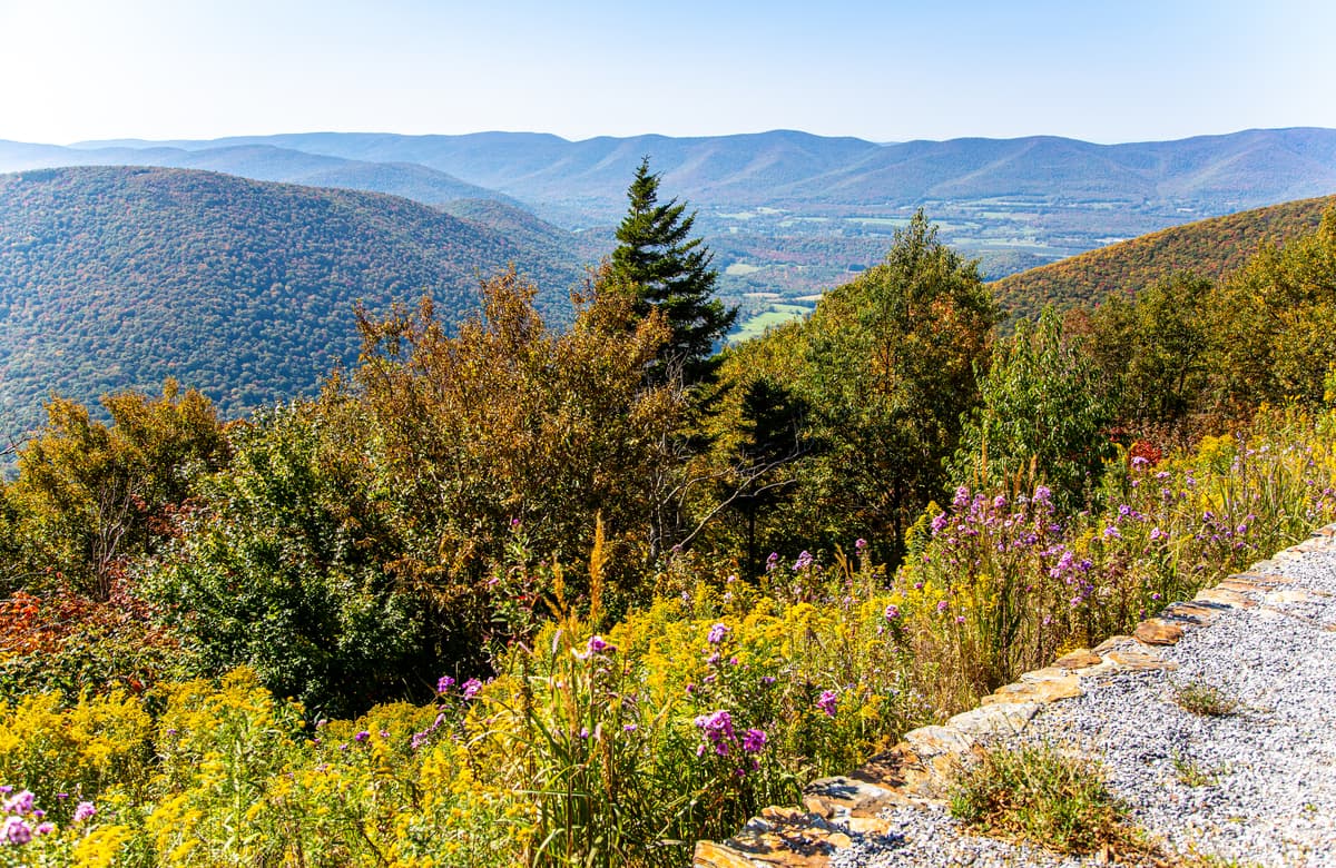 View from the side of Mount Greylock in the fall in Lanesborough, Massachusetts