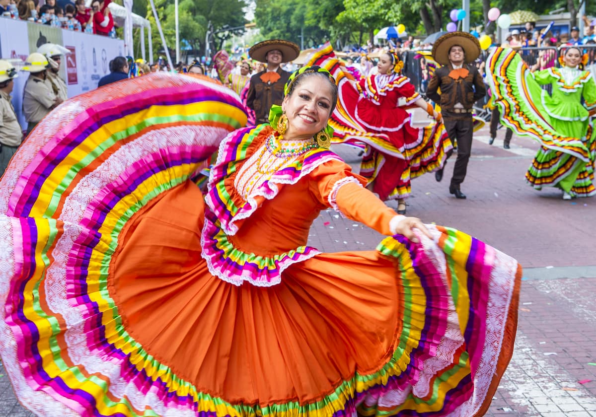 Participants in a parde during the 23rd International Mariachi & Charros festival in Guadalajara