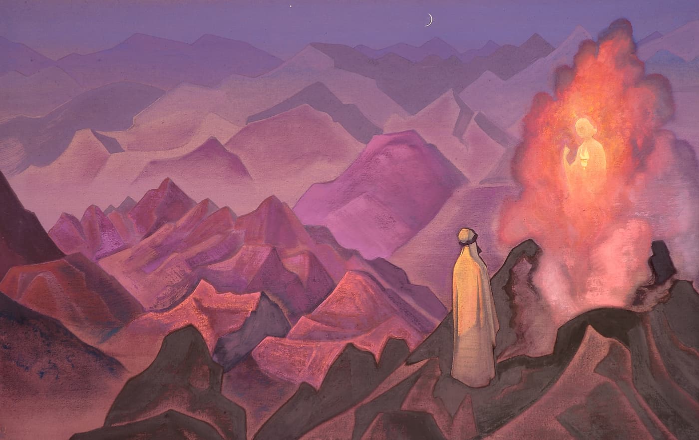 N.K. Roerich, Der Prophet Muhammad auf dem Berg Hira, 1925. Leinwandtempera