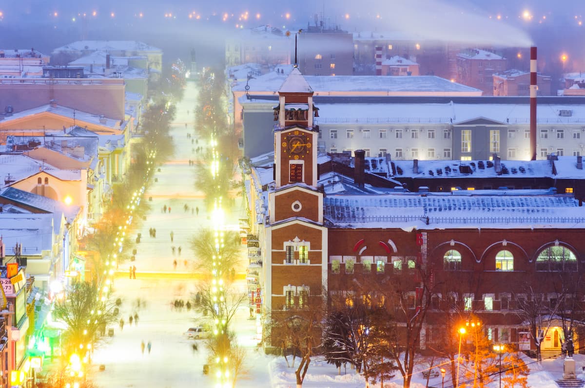 Night panorama of Orenburg