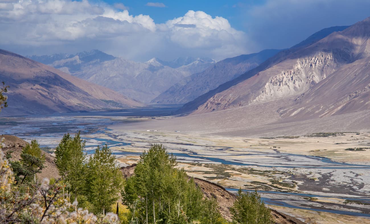 Wakhan valley, Tajikistan: Border river Panj River in Wakhan valley with Tajikistan and Afghanistan