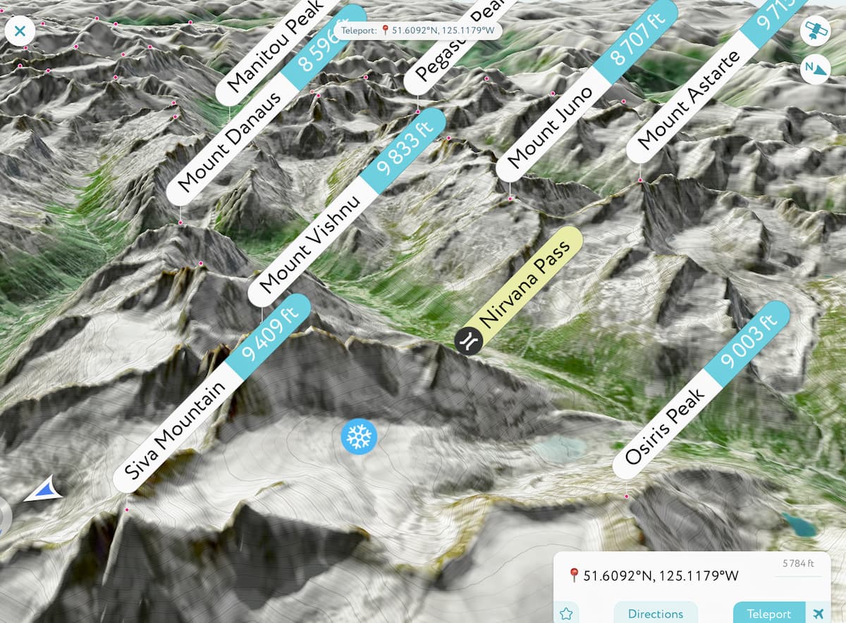 PeakVisor 3D Map Mount Vishnu, Pantheon Range, British Columbia