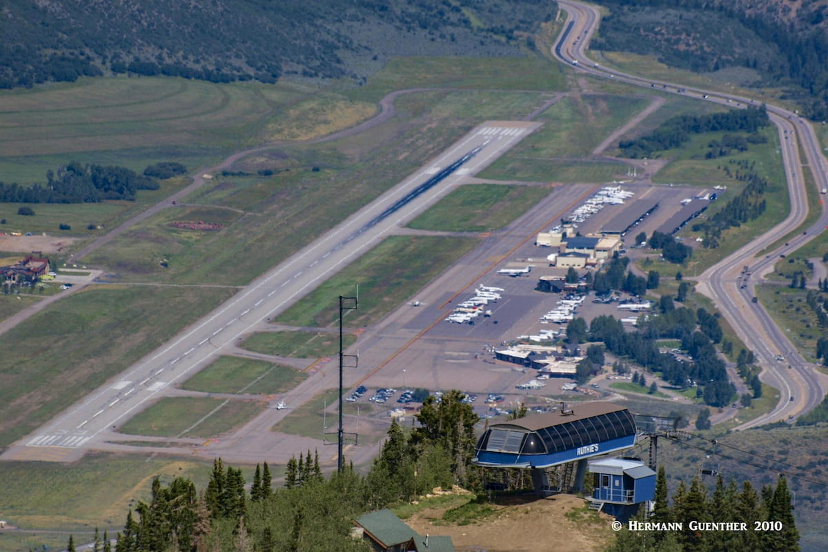 Aspen Airport from Summit of Aspen Mountain. Pitkin County