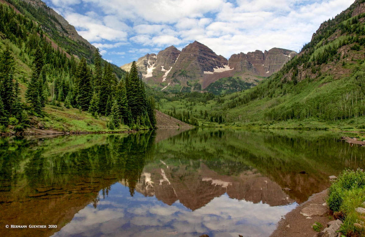 Maroon Bells and Lake. Pitkin County