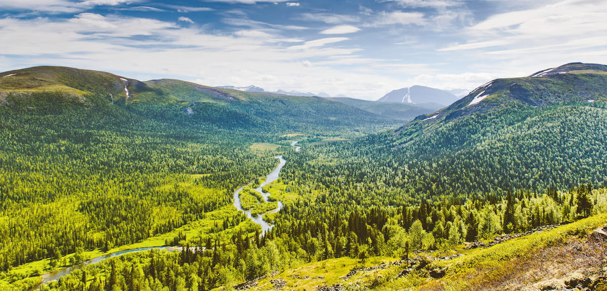 Floodplain Synya, Polar Ural mountains. Russia mountains