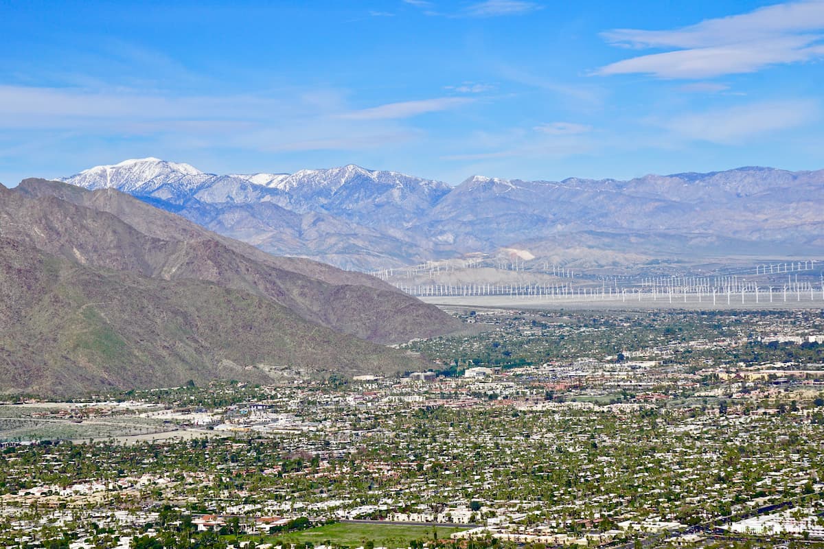 View from hiking trail of Palm Springs and San Gorgonio