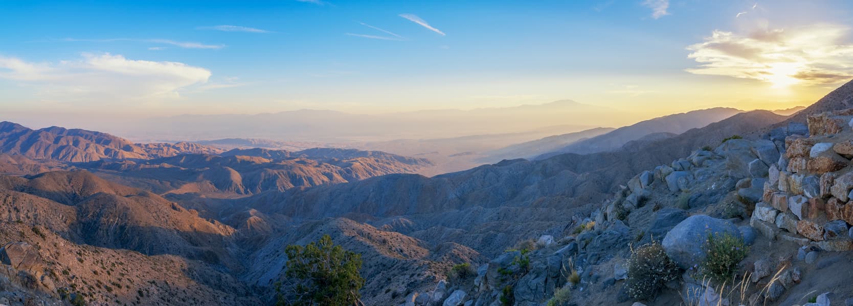 Panorama of Keys View Overlook. San Jacinto Mountains