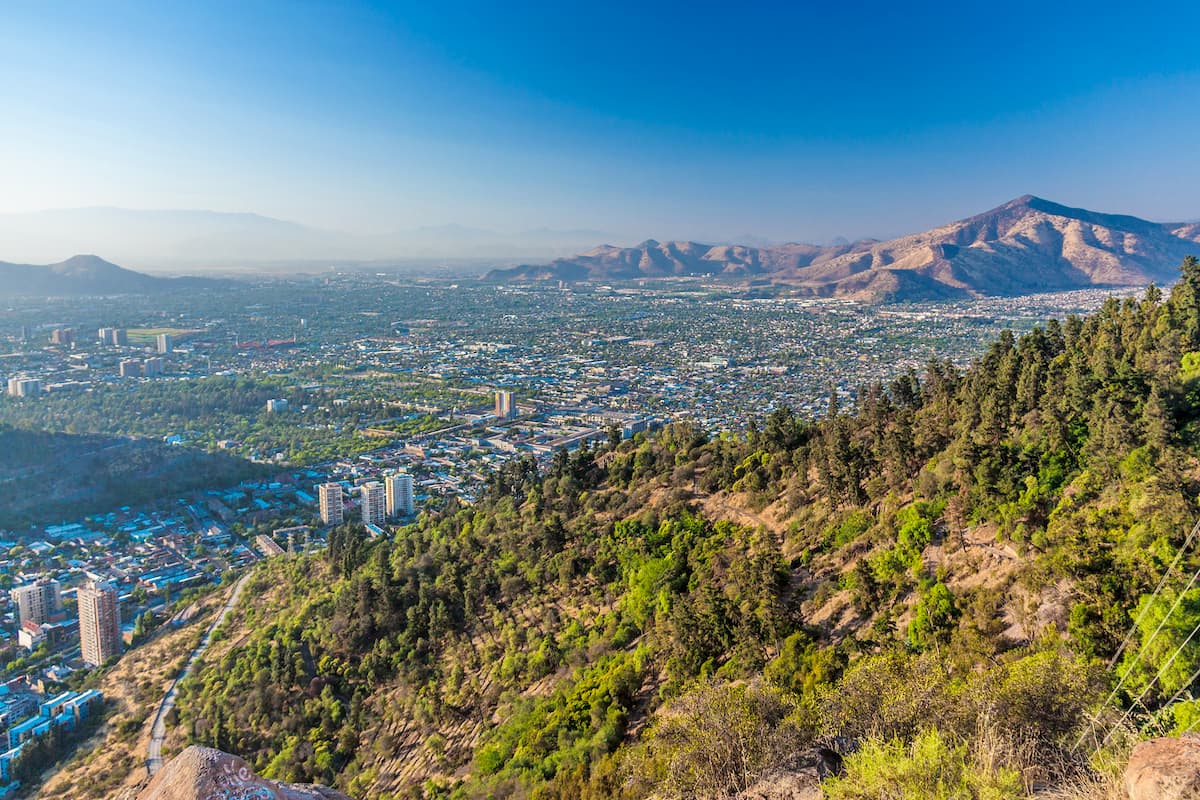 Aerial view of Santiago, Chile from Cerro Santa Lucia