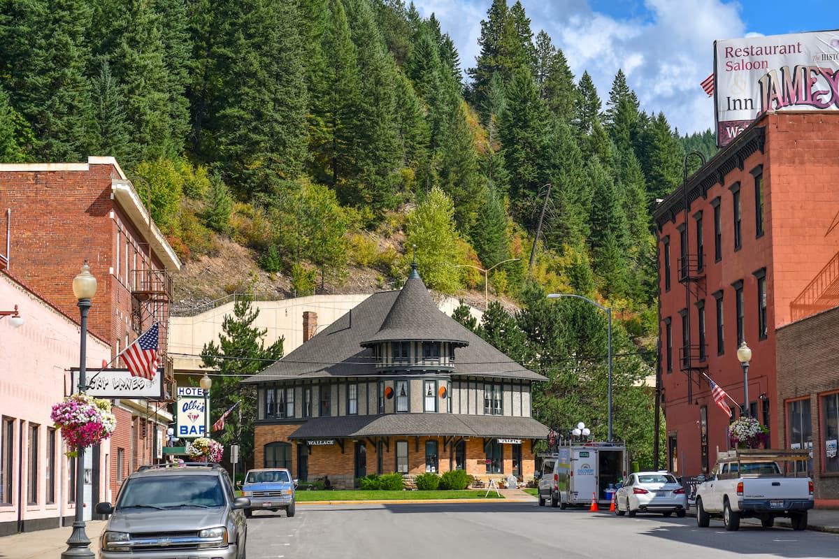 Picturesque Railroad Museum in the Old West mining town of Wallace the Sawtooth Wilderness Idaho