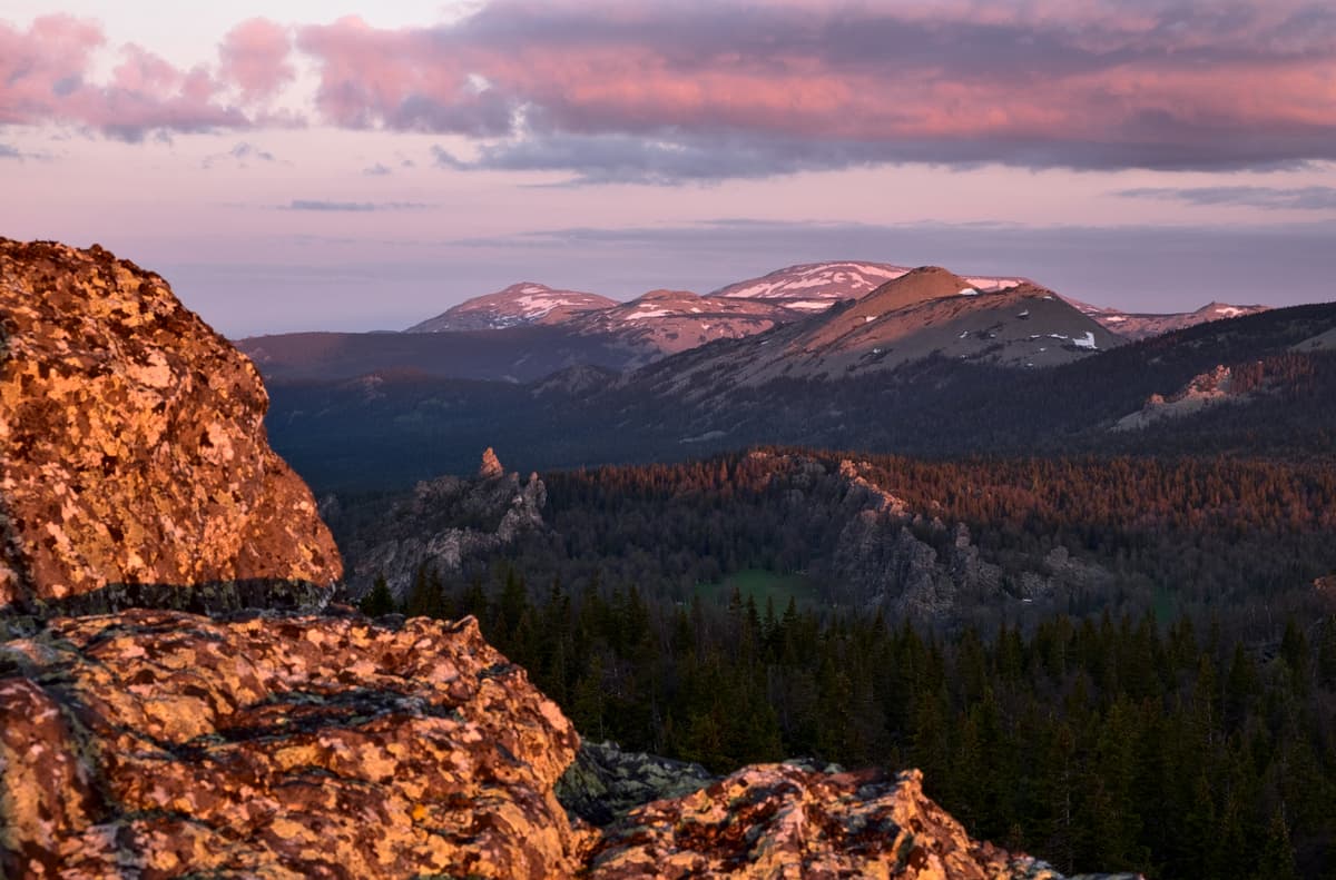 The sight of the South Urals Nature Reserve ridges