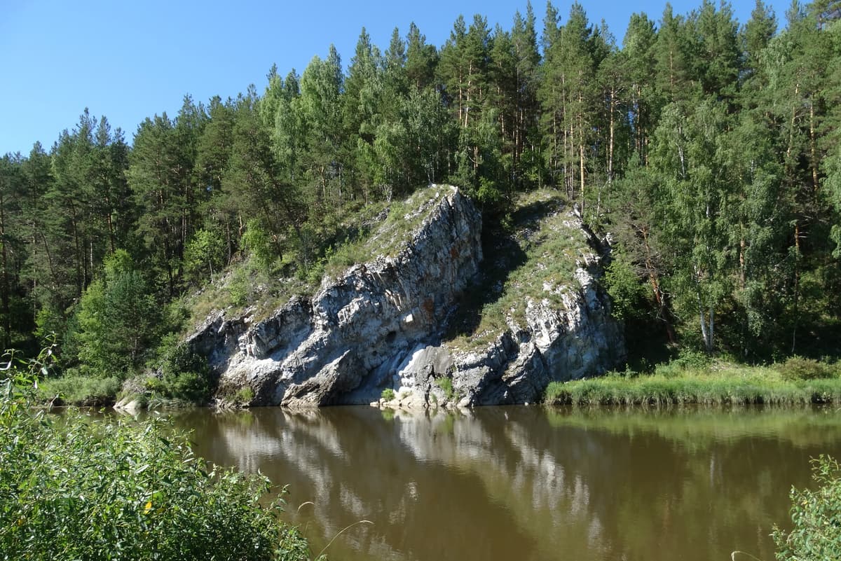 Hanging Kamen Rock on the Chusovaya River