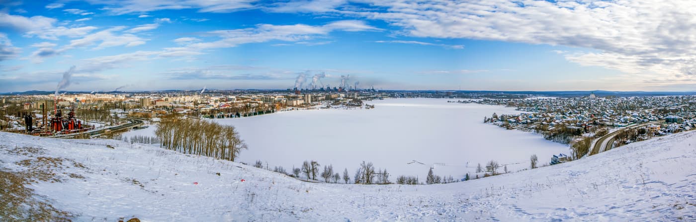 View of Nizhny Tagil from the Lysa (Fox) mountains. Sverdlovsk region. 