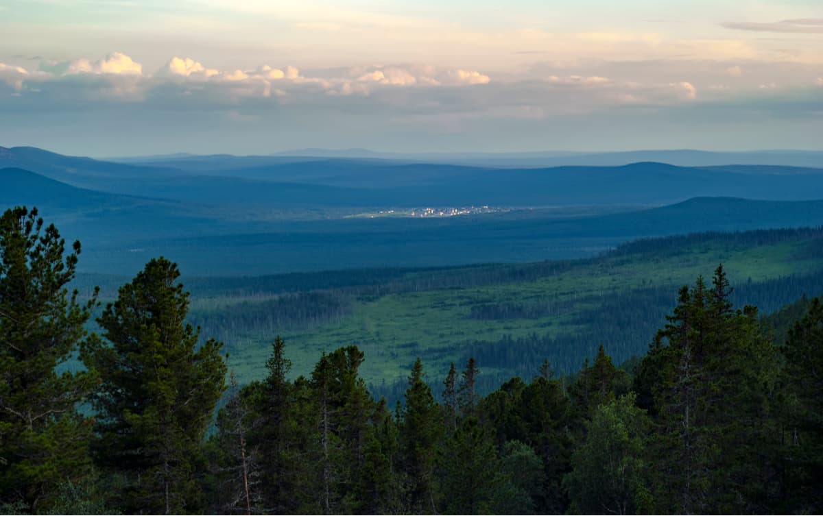 Among the Ural Mountains, general view from the Mount Konzhakovskiy Kamen